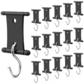 RV sunshade hook double hole design with S hooks for outdoor canopy awning clothesline setup - 1PCS / Black