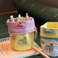 Japans creatief canvas etui grote capaciteit schattige geborduurde bureau-organizer potloodhouder - Boter