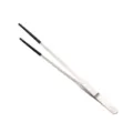 Stainless steel long feeding tweezers with black tips, ideal for reptile pets and aquascaping. - Straight Tip / 430 Straight Tweezers - 27cm / Silver