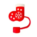 Roter Weihnachtsstrumpf Silikon Strohhalm Abdeckung 10mm Wiederverwendbare Kappe - Weihnachtsschuh