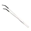 Stainless steel curved tweezers with rubber tips for pet feeding and aquascaping tools. - Curved Tip / 430 Curved Tweezers - 27cm / Silver