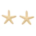 Minimalist textured gold starfish stud earrings with realistic sea star design for women - Earrings / Gold