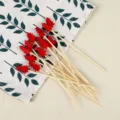 Weihnachtsbaum Fruchtspieße, dekorative Bambus Cocktailspieße für Party 50 Stück - 12cm / Einzelner Roter Weihnachtsbaum / 100 Stück/Packung / Rot