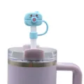 Cute cartoon camera silicone straw cap for 8-10mm reusable straws, purple tumbler accessory. - Bagged Without Straw / Blue Camera 10mm