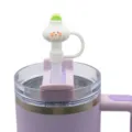 Adorably cute garlic straw cover, PVC straw cap fits 8-10mm reusable straws nicely - Bagged Without Straw / White Green Garlic 10mm