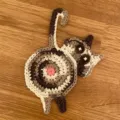 Sous-verre chat tricoté fait main tapis de table rigolo mignon tapis de tasse déco - Noir Blanc Gris