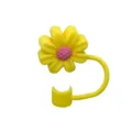 Silicone flower straw cover for 10mm reusable straw cap dustproof cute topper yellow - Individual Packaging / Silicone Yellow & Pink Chrysanthemum 10mm