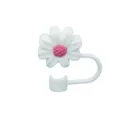 Silicone daisy straw cover dustproof plug reusable 10mm straw cap for tumbler cups accessory - Individual Packaging / Silicone White & Pink Chrysanthemum 10mm