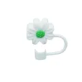 Silicone Begonia Flower Straw Cover 10mm Reusable Dustproof White Green Cup Topper Cap - Individual Packaging / Silicone White & Green Chrysanthemum 10mm