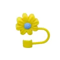 Silicone bright yellow daisy flower straw cover reusable 10mm straw plug dustproof cap - Individual Packaging / Silicone Yellow & Blue Daisy, 10mm