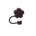 Silicone flower straw cover 10mm reusable dustproof straw topper cap for tumbler cup accessories - Individual Packaging / Silicone Black Begonia 10mm