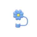 10mm silicone flower straw cover reusable dustproof straw stopper cap for daily drink use - Individual Packaging / Old Style Silicone Blue & Yellow Daisy, 10mm