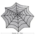 Halloween zwarte kant spinnenweb tafelkleed loper 30 inch diameter feestelijke decoratie - Halloween Kleine Ronde Tafelkleed