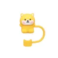 Χαριτωμένο κάλυμμα καλαμιού Shiba Inu 10mm PVC πώμα σκόνης επαναχρησιμοποιήσιμο τοπ καλαμιού - Σκύλος / Κίτρινο