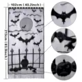 Zwarte Halloween kant gordijn griezelige vleermuis maan grafsteen achtergrond 102x213cm - Geest Kruipend Deurgordijn