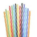 Pajitas de plástico duro a rayas de colores con anillos antideslizantes reutilizables. - A Rayas Color Sólido Colorido