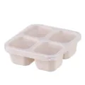 Weizenstroh Vier-Fächer Bento Box Snackbehälter mit klarem Deckel in toller Variante. - Beige