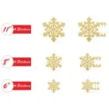 Gold glitter snowflake stickers set, 11 inch, 8 inch and 6 inch holiday wall decor decals. - EW049