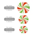 Christmas peppermint candy wall stickers, red and green festive floor decals in three sizes. - EW076
