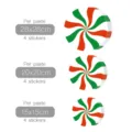 Christmas peppermint candy floor stickers, red and green swirl variant size pack. - EW077