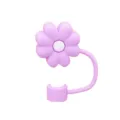 Purple silicone flower straw cover reusable dustproof straw topper for 10mm tumblers - Individual Packaging / Old Style Silicone Purple & White Daisy, 10mm