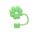 Green silicone begonia flower straw cover 10mm dustproof reusable straw topper plug cute - Individual Packaging / Old Style Silicone Green & White Daisy, 10mm