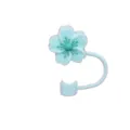 Cute silicone flower straw cover 10mm reusable dust-proof straw cap and stopper variant style - Individual Packaging / Silicone Cyan Begonia 10mm