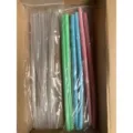 Reusable silicone straws and cleaning brushes set, suitable for 30cm travel cups and tumblers. - 6 Straws + Straw Brush Set (Transparent) / Hollow Tube