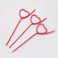 Red heart-shaped plastic drinking straws for fun parties, weddings, and children's celebrations. - Heart / Red