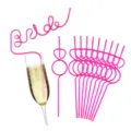 Pink bride letter shaped party straws and cute ring design drinking straws for bridal shower. - Letter and Large Diamond Set / Rose Pink