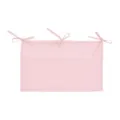 Pink linen baby crib hanging storage bag with double pockets and ties for diapers. - Light Pink