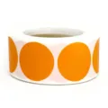 Rouleau d'autocollants ronds orange pour classification DIY, etiquettes en papier vierge bureau. - Orange