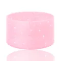 Pink glitter silicone tumbler boot detail, anti-slip protective sleeve for 20 to 40oz cups. - Pink