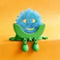Cute green sponge holder with blue spiky smile sponge, perfect sink storage organizer. - L / Green