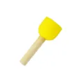 Tampon de peinture en eponge jaune avec manche en bois pour enfants bricolage art loisirs - 4cm