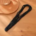 Handmade woven black water bottle net bag, hollow mesh coffee cup sleeve for outdoor use - Black