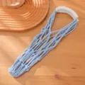Handmade macrame water bottle holder net bag, stylish woven cup sleeve for daily outdoor use. - Blue