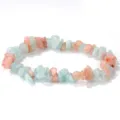 Pulsera elástica de cuentas de piedra natural con cristales azul claro y melocotón - Morganita Blanca