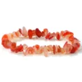 Pulsera elástica de cuentas de fragmentos de piedra de ágata cornalina naranja natural - Ágata Roja Natural