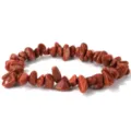 Pulsera elástica de cuentas de piedra arenisca roja natural. - Piedra de Oro Sintética