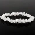 Pulsera elástica de cuentas de piedra pulida de cristal blanco natural. - Jade Blanco Natural