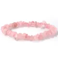 Pulsera elástica de cuentas de cuarzo rosa natural para un estilo estratificado - Pulsera de Cuarzo Rosa