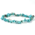 Pulsera elástica con fragmentos de piedra de turquesa azul natural para damas - Turquesa Natural