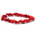 Pulsera elástica minimalista de piedra natural roja triturada hecha a mano mujer - Coral Rojo Natural (Teñido)