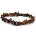 Pulsera elástica de piedras naturales ojo de tigre con cuentas marrones pulidas - Piedra de Ojo de Tigre Natural