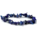 Pulsera elástica artesanal de cuentas de lapislázuli azul natural con virutas pulidas - Lapislázuli