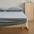 Baumwolle Leinen Bettlaken einzeln atmungsaktive Matratzenbezug Variante, Schlafzimmer. - Mousse-Blau / Ein Paar Kissenbezüge 48x74 cm