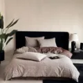 Wabi-sabi style washed cotton 4-piece bedding set, vintage floral jacquard duvet cover and sheet. - Flying Feathers - Coffee / [Flat Sheet Style] 1.5m 4-Piece Set - Duvet Cover 200x230