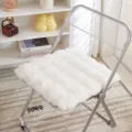 Winter thick plush seat cushion, soft fluffy faux fur chair pad for office home dining room. - Square / Beige