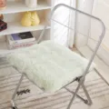 Winter fluffy plush seat cushion, thick comfortable chair pad for office and student daily use. - Square / Green
